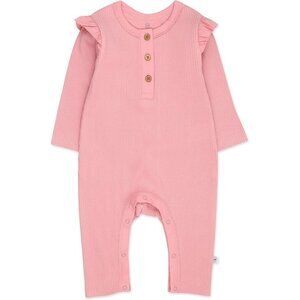 Honest Baby Organic Cotton Flutter Henley Coverall Pink Blush Newborn